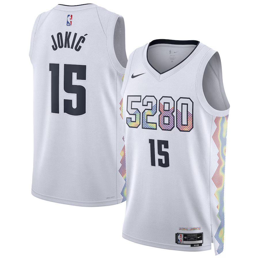 Men Denver Nuggets #15 Nikola Jokic Nike White City Edition 2024-25 Swingman Player NBA Jersey